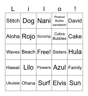 Lilo y Stitch Loteria Bingo Card