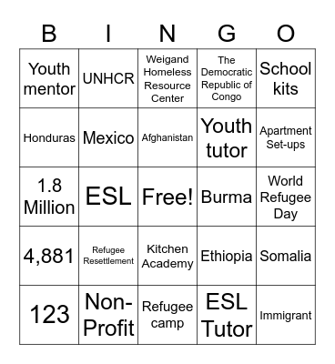 CCS Volunteer Bingo Card