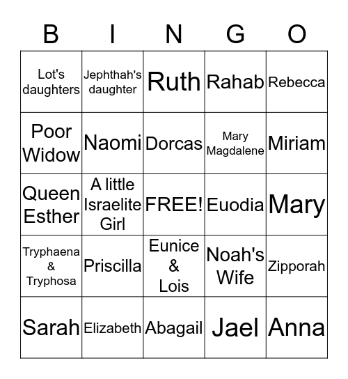 Faithful Women Bingo Card