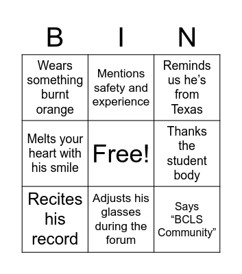 Drink if Varun: Bingo Card