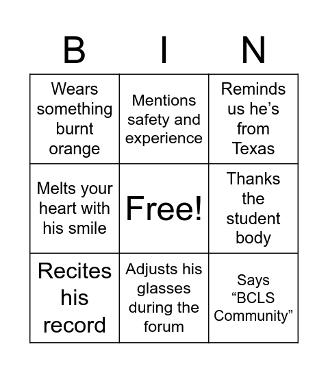 Drink if Varun: Bingo Card