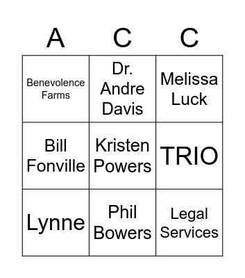 ACR Resource Fair Bingo Card