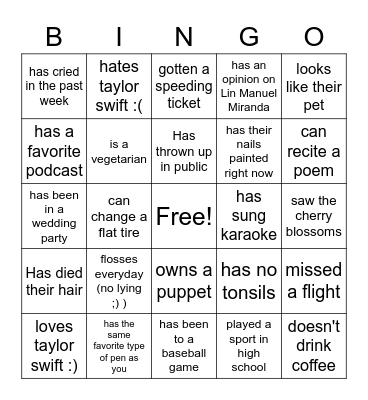 SPJ Get to Know You Bingo Card