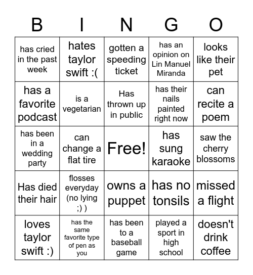 SPJ Get to Know You Bingo Card