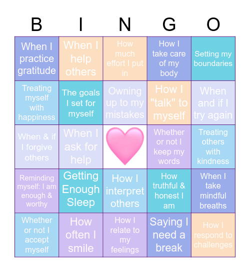 What I can control... Bingo Card