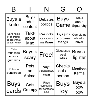 Jakob Bingo Card