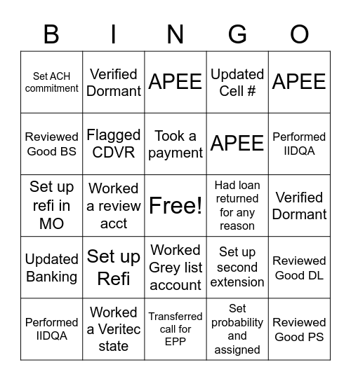 REFIS Bingo Card