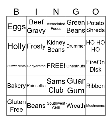 Augason Farms Bingo 2012 Bingo Card