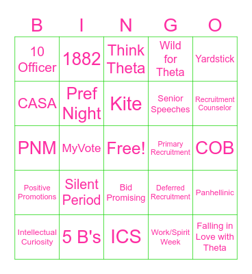 Recruitment Bingo Card