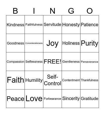 Bible Study Bingo Card