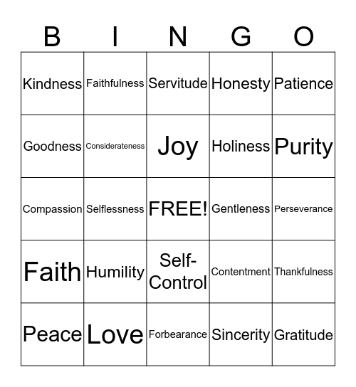 Bible Study Bingo Card