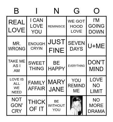 ALL ABOUT MARY J BLIGE Bingo Card