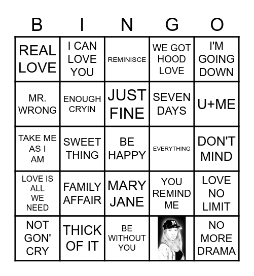 ALL ABOUT MARY J BLIGE Bingo Card