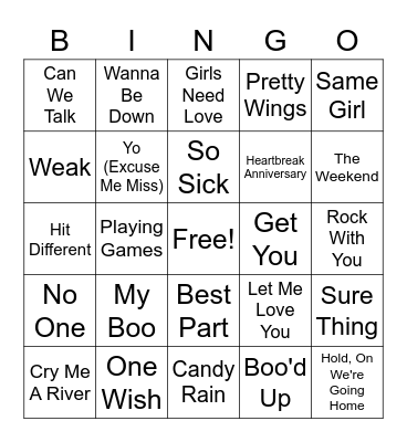 R&B Bingo Card