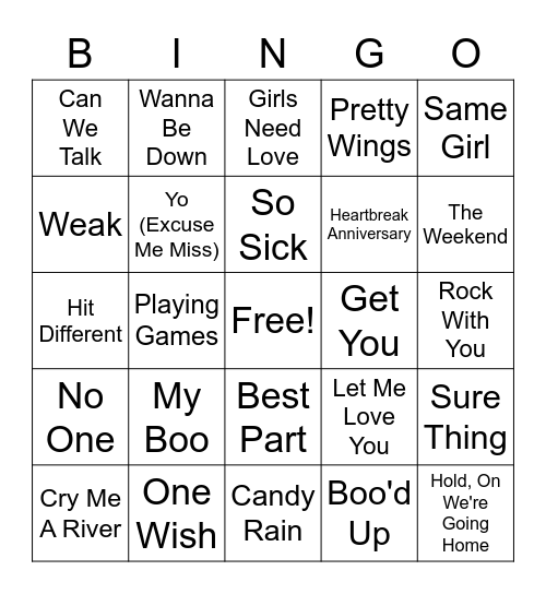 R&B Bingo Card