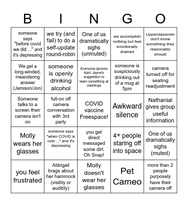 IGSO Meeting Drinking Bingo Card