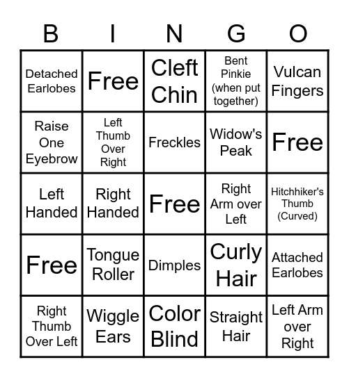 Genetic Bingo Card