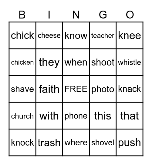 Letter-Sound Correspondences Review Bingo Card