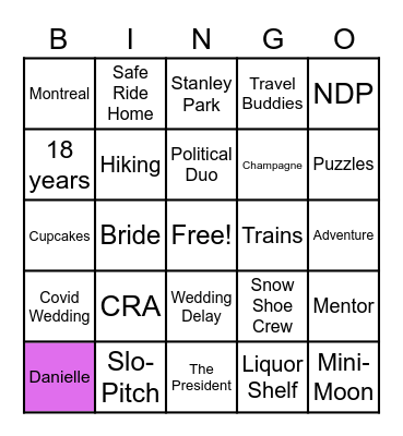 Danielle's Bridal Shower Bingo! Bingo Card