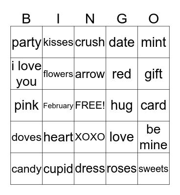 Valentine's Day Bingo Card