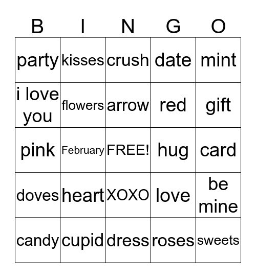Valentine's Day Bingo Card
