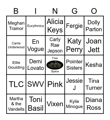 Round 3 Girl Bands Music Bingo Card