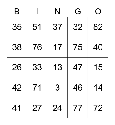 St. Mary's Bingo Card