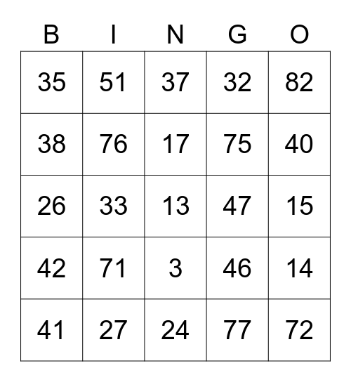 St. Mary's Bingo Card