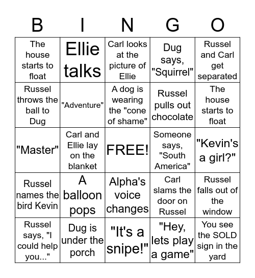 UP BINGO Card