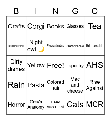 How Similar Are You 2 me Bingo Card