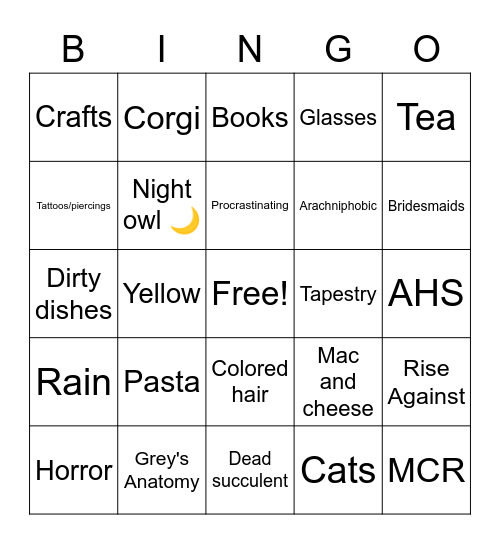 How Similar Are You 2 me Bingo Card