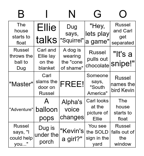 UP BINGO Card