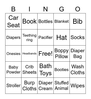 Baby Shower Bingo Card