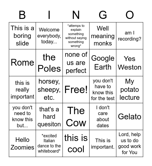 Favelavian Bingo Card