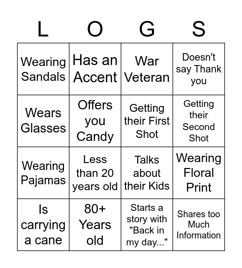 Concierge Bingo Card
