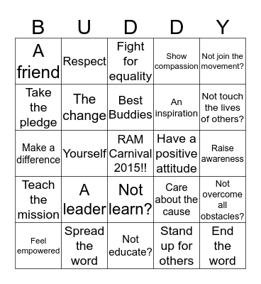 Buddy Bingo Card