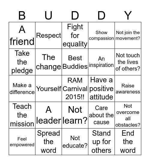 Buddy Bingo Card