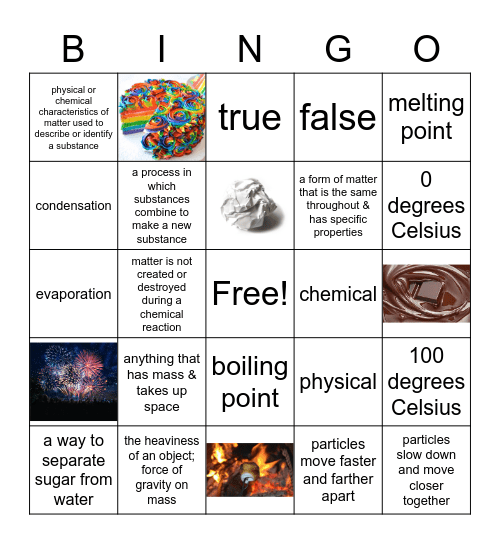 Changes to Matter Bingo Card