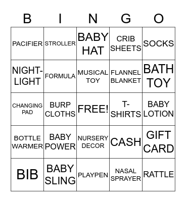 BABY BINGO Card