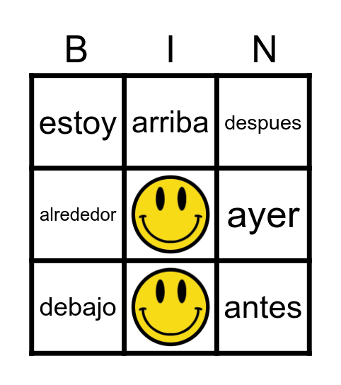 Word Bingo Card