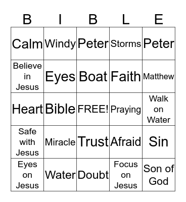 Jesus walks on water! Bingo Card