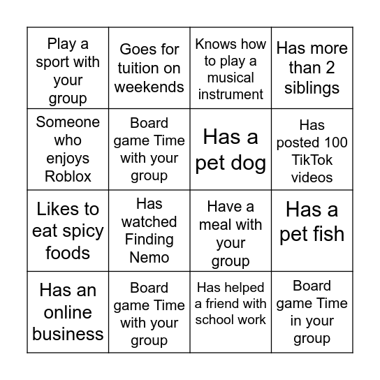 Do I know you? Bingo Card