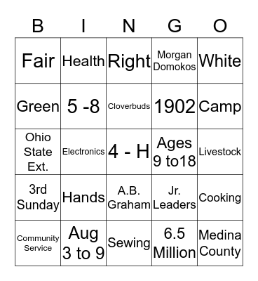 4 - H Bingo Card
