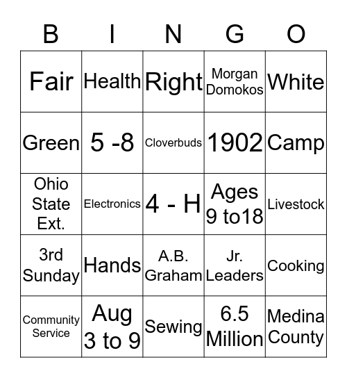4 - H Bingo Card