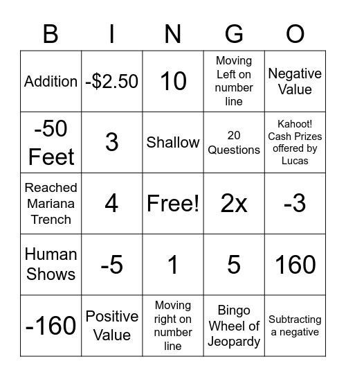 WIN Bingo Wheel of Jeopardy Bingo Card