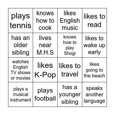 Find someone who... Bingo Card