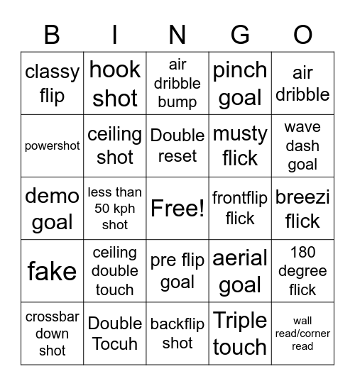 Rocket league bingo-GeneBoie Bingo Card
