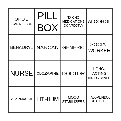 PHARMACY BINGO!! Bingo Card