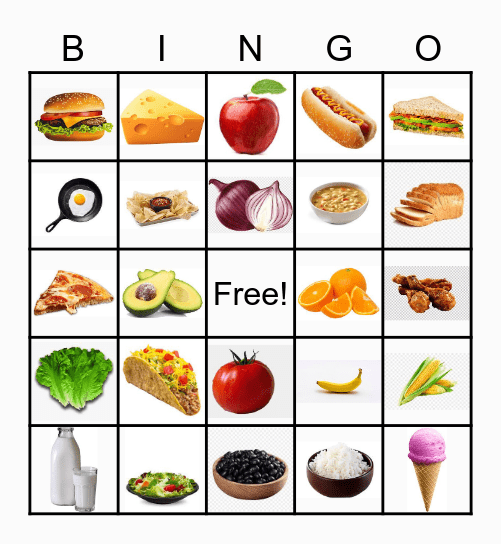 Food Vocabulary Bingo! Bingo Card