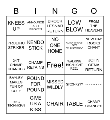 WRESTLEMANIA BINGO Card